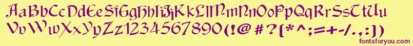 Wackycalligraphic-Schriftart – Violette Schriften auf gelbem Hintergrund