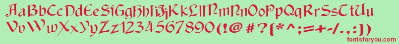 Wackycalligraphic-Schriftart – Rote Schriften auf grünem Hintergrund