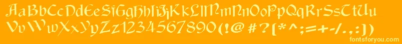 Wackycalligraphic Font – Yellow Fonts on Orange Background