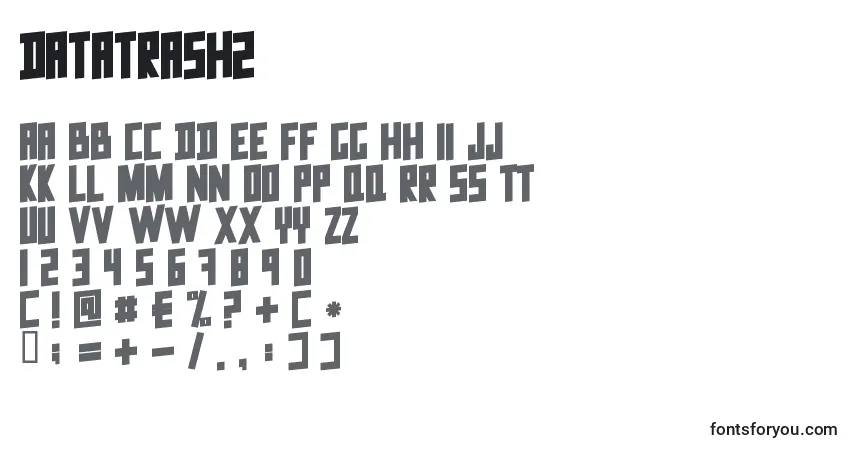 A fonte DataTrash2 – alfabeto, números, caracteres especiais