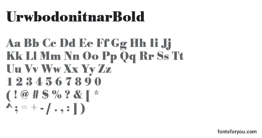 A fonte UrwbodonitnarBold – alfabeto, números, caracteres especiais