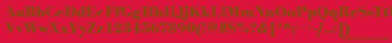 フォントUrwbodonitnarBold – 赤い背景に茶色の文字