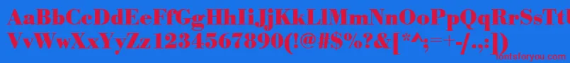 フォントUrwbodonitnarBold – 赤い文字の青い背景