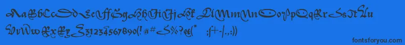 Kl1civiliteedges-Schriftart – Schwarze Schriften auf blauem Hintergrund