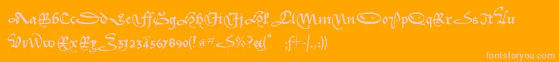 Kl1civiliteedges-Schriftart – Rosa Schriften auf orangefarbenem Hintergrund