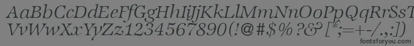 Lisätietoja ZabriskieinternationalLightItalic-fontista ZabriskieinternationalLightItalic-fontti – mustat fontit harmaalla taustalla