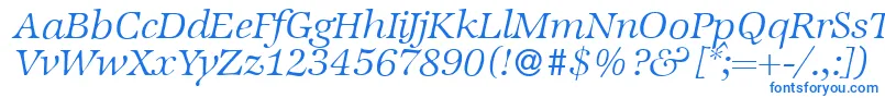 Шрифт ZabriskieinternationalLightItalic – синие шрифты на белом фоне