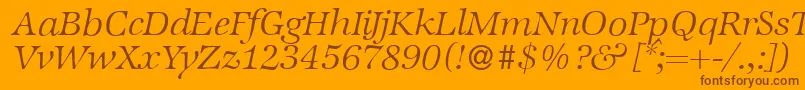 ZabriskieinternationalLightItalic-Schriftart – Braune Schriften auf orangefarbenem Hintergrund