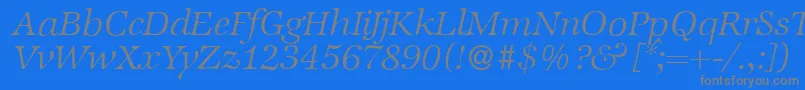 More about ZabriskieinternationalLightItalic Font ZabriskieinternationalLightItalic Font – Gray Fonts on Blue Background