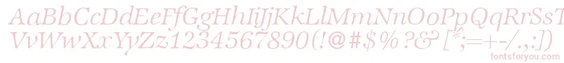 フォントZabriskieinternationalLightItalic – 白い背景にピンクのフォント