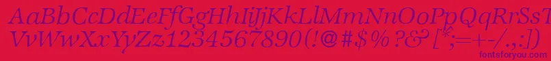 ZabriskieinternationalLightItalic-Schriftart – Violette Schriften auf rotem Hintergrund