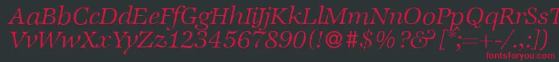 ZabriskieinternationalLightItalic Font – Red Fonts on Black Background