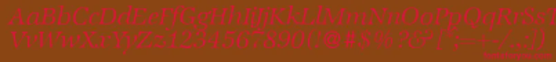 ZabriskieinternationalLightItalic-fontti – punaiset fontit ruskealla taustalla