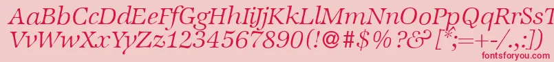 Czcionka ZabriskieinternationalLightItalic – czerwone czcionki na różowym tle