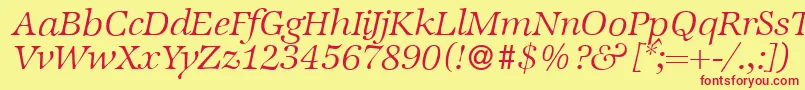 Шрифт ZabriskieinternationalLightItalic – красные шрифты на жёлтом фоне