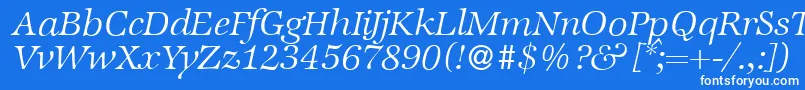 フォントZabriskieinternationalLightItalic – 青い背景に白い文字