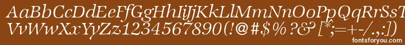 ZabriskieinternationalLightItalicフォントについての詳細 フォントZabriskieinternationalLightItalic – 茶色の背景に白い文字