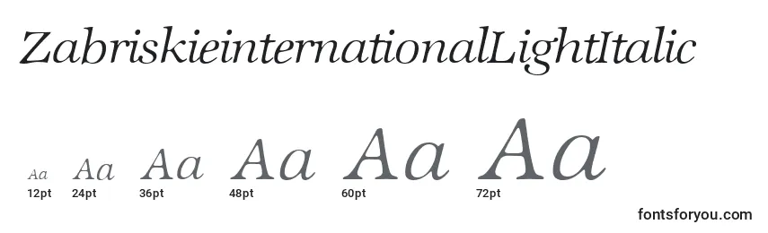 ZabriskieinternationalLightItalic Font Sizes