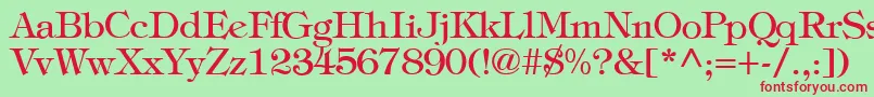 TiffanyNormal Font – Red Fonts on Green Background