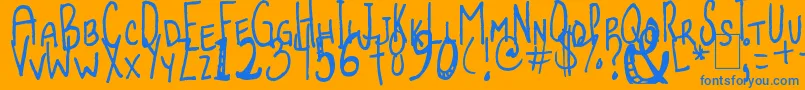 JollyBeggar-Schriftart – Blaue Schriften auf orangefarbenem Hintergrund