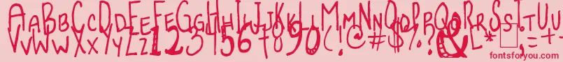 フォントJollyBeggar – ピンクの背景に赤い文字