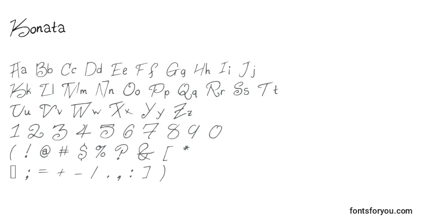 Schriftart Konata – Alphabet, Zahlen, spezielle Symbole