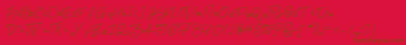 Konata Font – Brown Fonts on Red Background