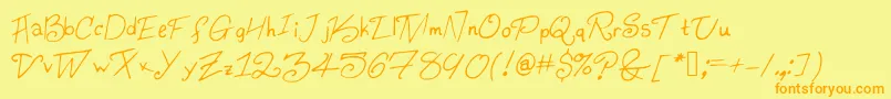 Konata-Schriftart – Orangefarbene Schriften auf gelbem Hintergrund