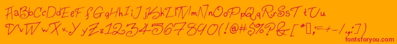 Konata-Schriftart – Rote Schriften auf orangefarbenem Hintergrund
