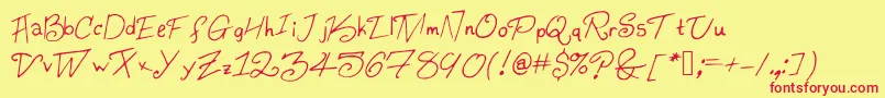 Konata Font – Red Fonts on Yellow Background