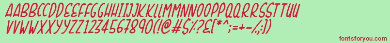 Шрифт SunshineSmilesItalic – красные шрифты на зелёном фоне