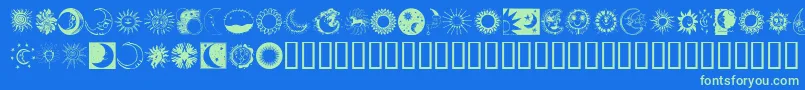 Sunandmoon Font – Green Fonts on Blue Background