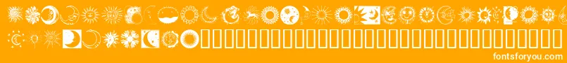 Sunandmoon-Schriftart – Weiße Schriften auf orangefarbenem Hintergrund