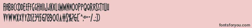 Wolfsbane2cond-fontti – mustat fontit vaaleanpunaisella taustalla