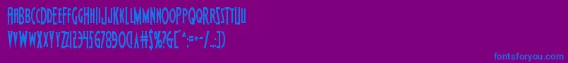 Fonte Wolfsbane2cond – fontes azuis em um fundo violeta