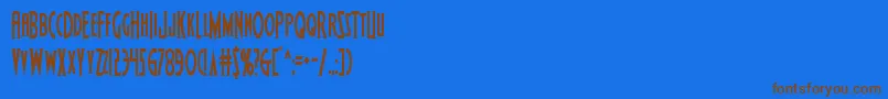 フォントWolfsbane2cond – 茶色の文字が青い背景にあります。