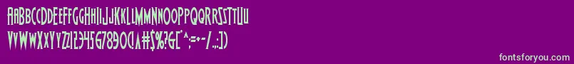 Fonte Wolfsbane2cond – fontes verdes em um fundo violeta