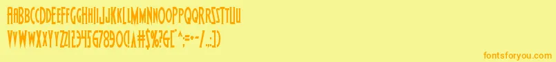 Wolfsbane2cond-fontti – oranssit fontit keltaisella taustalla