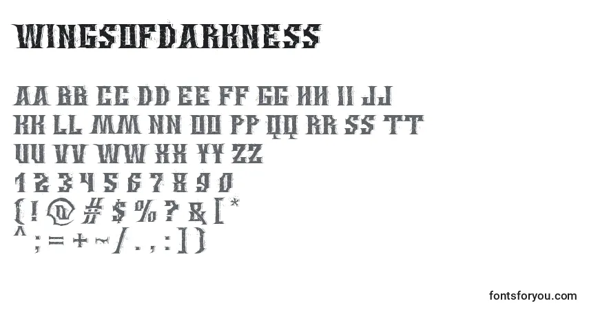 A fonte WingsOfDarkness – alfabeto, números, caracteres especiais