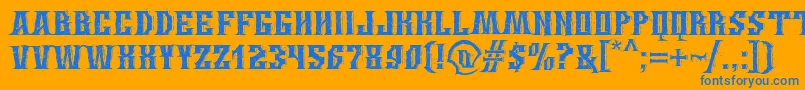 WingsOfDarkness-Schriftart – Blaue Schriften auf orangefarbenem Hintergrund