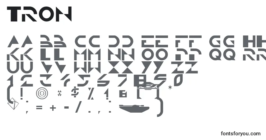Schriftart Tron – Alphabet, Zahlen, spezielle Symbole