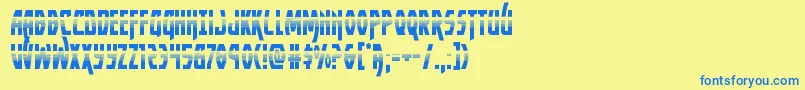 Yankeeclipperhalf-Schriftart – Blaue Schriften auf gelbem Hintergrund