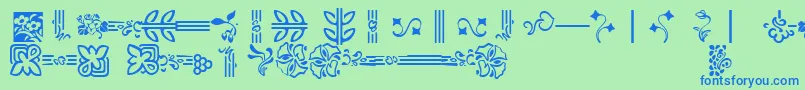 フォントAuriolFlowers2 – 青い文字は緑の背景です。