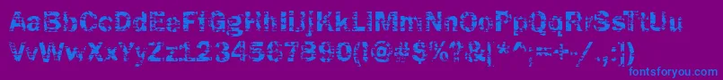 Funky04Bold-Schriftart – Blaue Schriften auf violettem Hintergrund