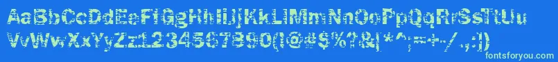 Funky04Bold Font – Green Fonts on Blue Background