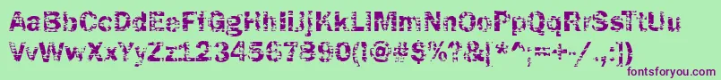 Funky04Bold-Schriftart – Violette Schriften auf grünem Hintergrund