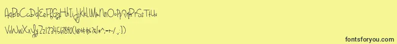 BlueberryOatmealRegular-Schriftart – Schwarze Schriften auf gelbem Hintergrund