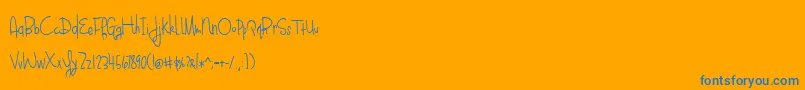 BlueberryOatmealRegular-Schriftart – Blaue Schriften auf orangefarbenem Hintergrund