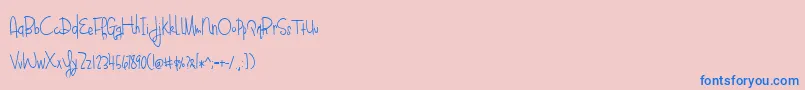 Fonte BlueberryOatmealRegular – fontes azuis em um fundo rosa