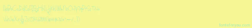 BlueberryOatmealRegular Font – Green Fonts on Yellow Background